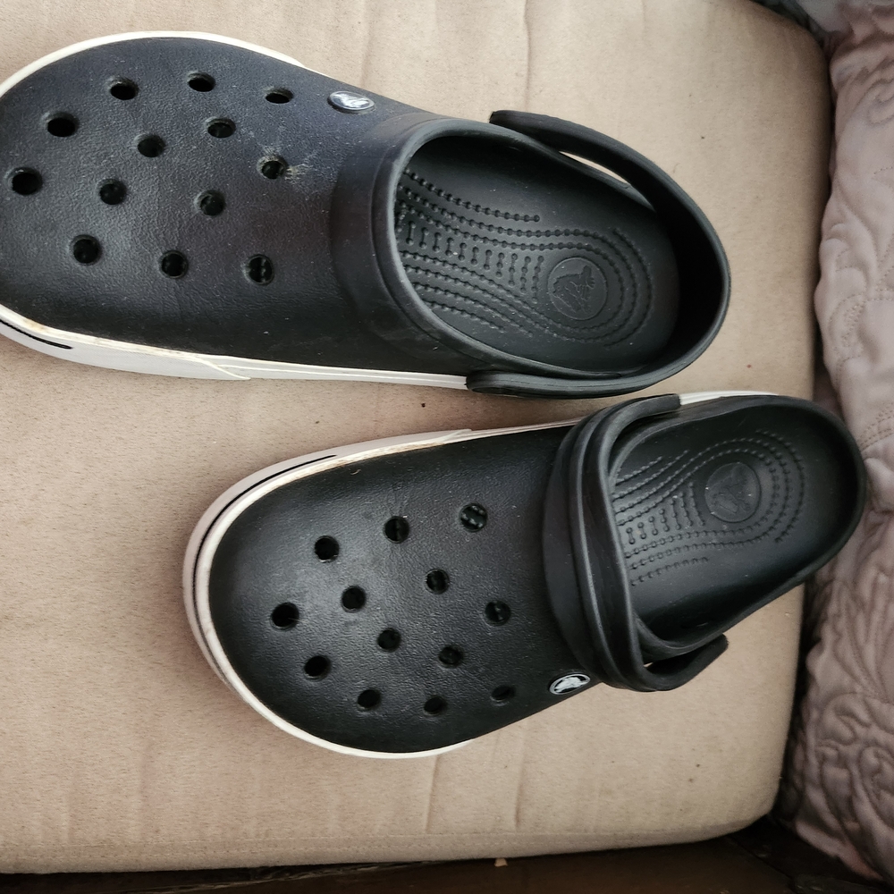 CROCS Black Clogs with White Accents